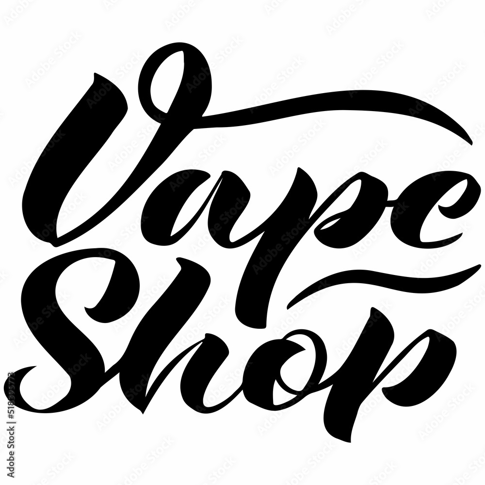 Fototapeta premium vector calligraphic handwritten inscription Vape shop in black on a white