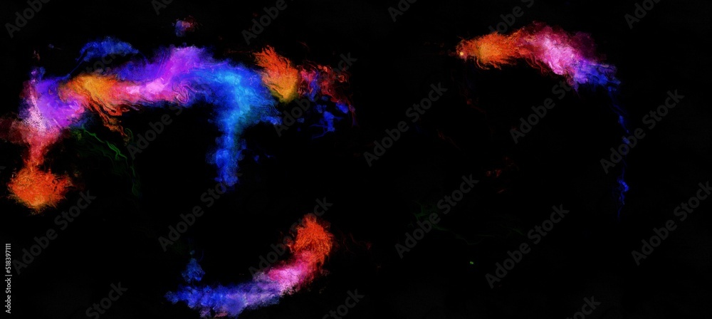 Abstract flowing digital fluid patterns in a painterly style - watercolor bright acrylic paint and ink styled cosmic space and bright abstract conceptual digital painting render
