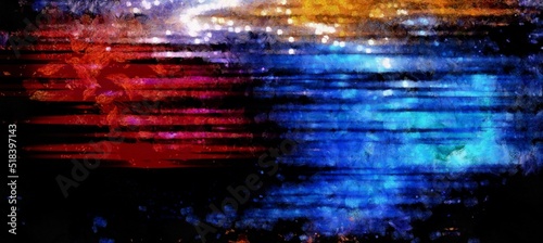 Abstract flowing digital fluid patterns in a painterly style - watercolor bright acrylic paint and ink styled cosmic space and bright abstract conceptual digital painting render