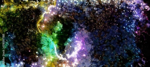 Abstract flowing digital fluid patterns in a painterly style - watercolor bright acrylic paint and ink styled cosmic space and bright abstract conceptual digital painting render