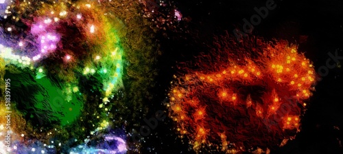 Abstract flowing digital fluid patterns in a painterly style - watercolor bright acrylic paint and ink styled cosmic space and bright abstract conceptual digital painting render