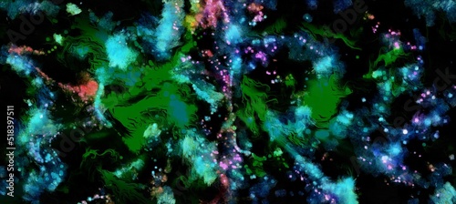 Abstract flowing digital fluid patterns in a painterly style - watercolor bright acrylic paint and ink styled cosmic space and bright abstract conceptual digital painting render