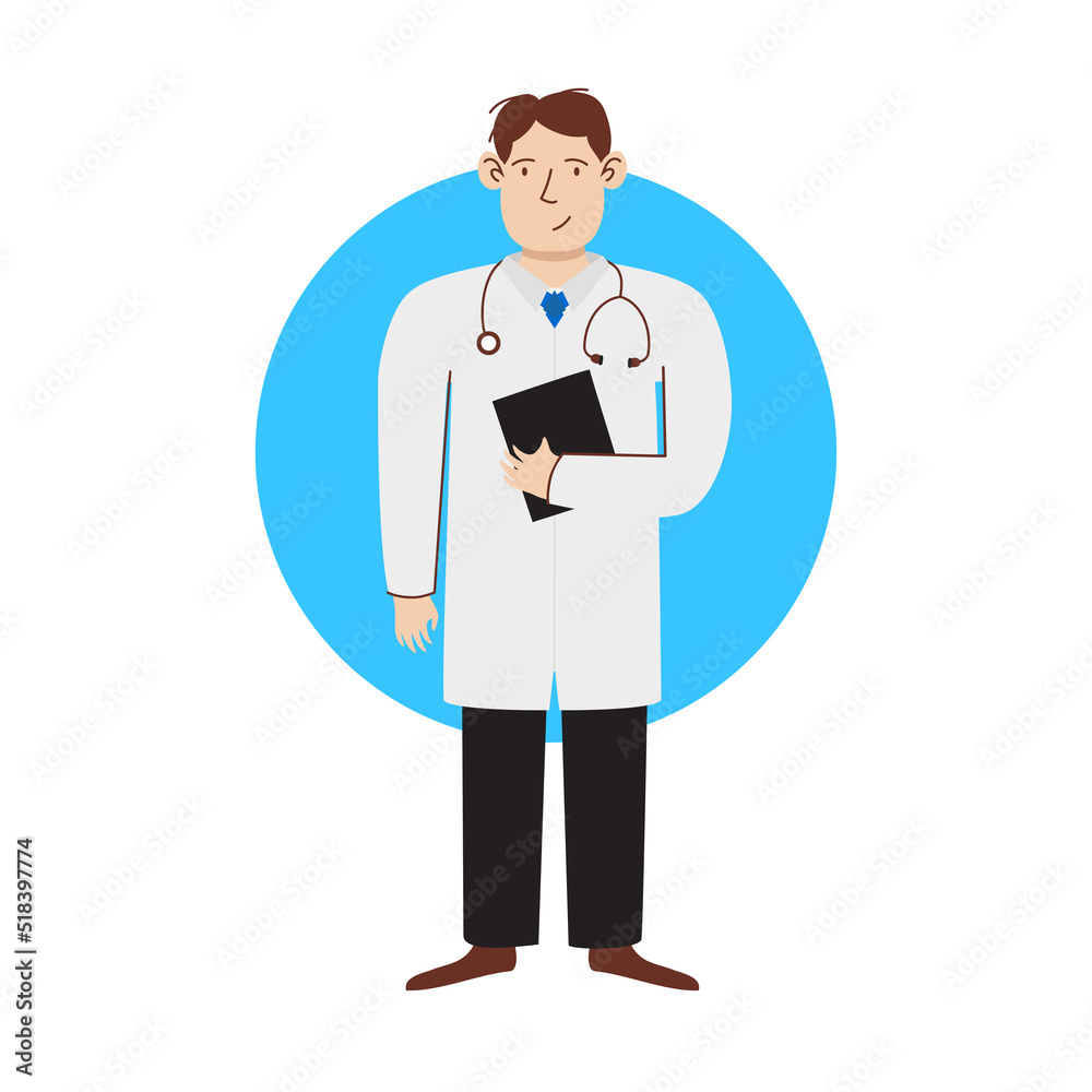 Doctor character cartoon style for medical banner, information card. Professional consultation and medicament recommendation, pharmacist. Vector Illustration 10 eps Doctor character cartoon style for medical banner, information card. Professional consultation and medicament recommendation, pharmacist. Vector Illustration 10 eps