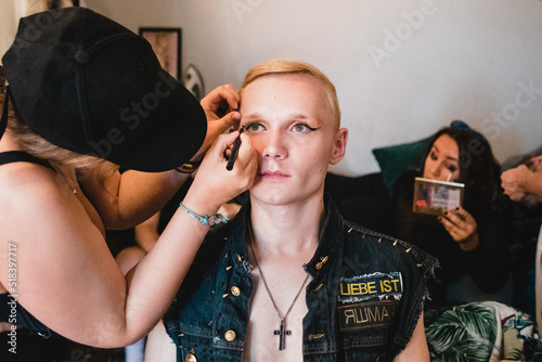Friends getting ready for pride