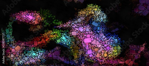 Digital render of abstract painterly mosaic - acrylic paint fluid concept art - background wallpaper pattern