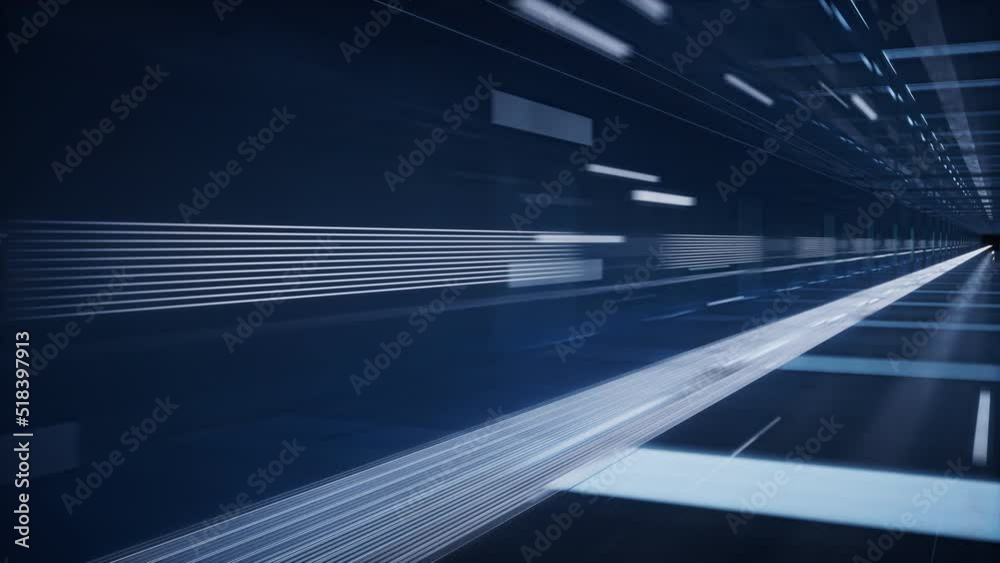 Pass through digital cyberspace, sci-fi concept tunnel, 3d rendering.