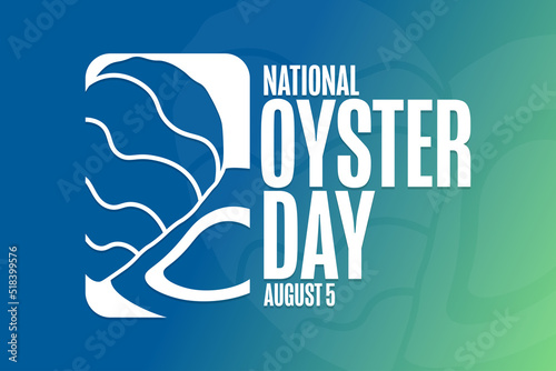 National Oyster Day. August 5. Holiday concept. Template for background, banner, card, poster with text inscription. Vector EPS10 illustration.