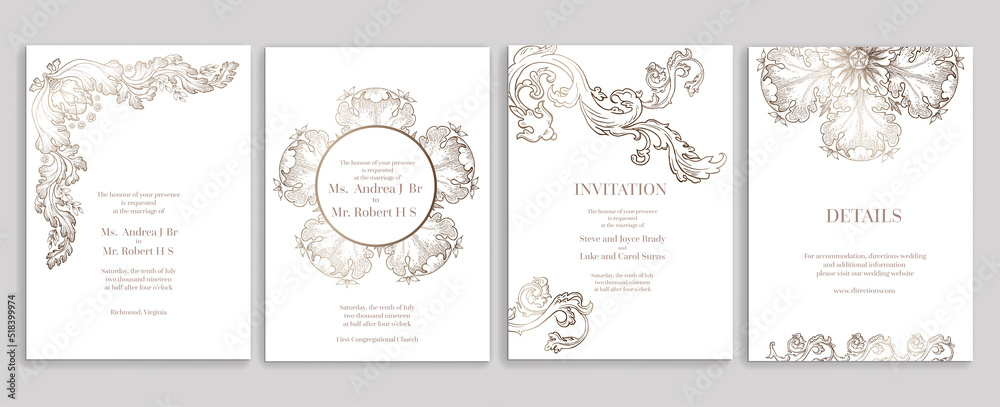 Wedding fluorish cards