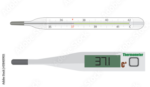 Electronic and mercury thermometers are medical devices for measuring body temperature
