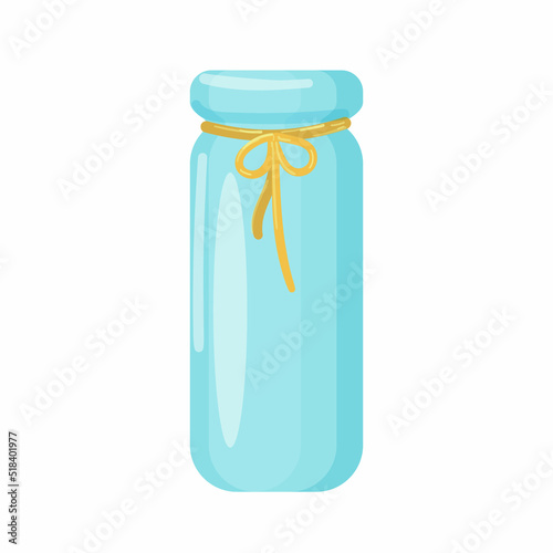Ceramic flower vase with rope decorations. Isolated illustration on a white background. Cartoon style. Vector.