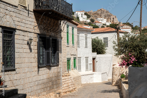 Fototapeta Naklejka Na Ścianę i Meble -  Street in small mediterranean town in sunny summer day