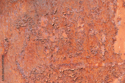 Brown color affected by corrosion metallic wall background.