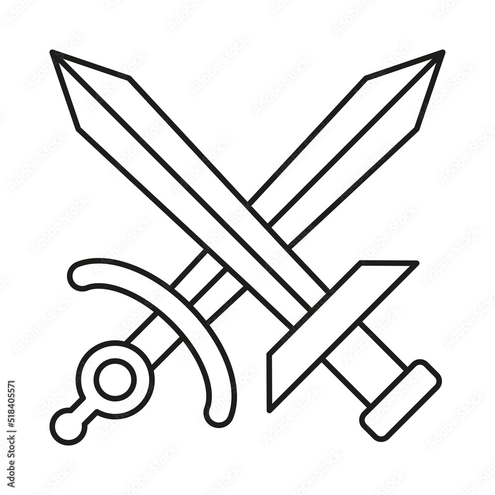 Sword, Fighting concept line icon. Simple element illustration. Sword, Fighting concept outline symbol design from war set. Can be used for web and mobile on white background