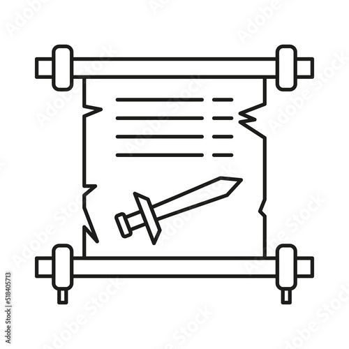 Scroll, commandment concept line icon. Simple element illustration. Scroll, commandment concept outline symbol design from war set. Can be used for web and mobile on white background