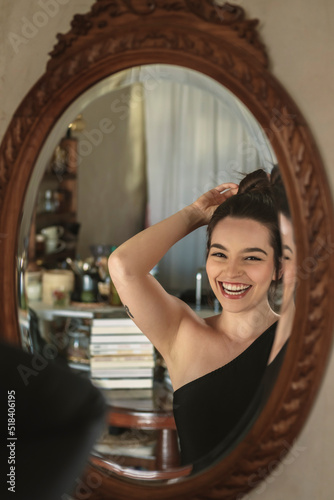 in front of the mirror