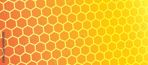 Honeycomb bee technology background bright orange hexagon for banner, web site, poster, bussines card, visualization big data. Futuristic abstract background. VEctor 10 eps