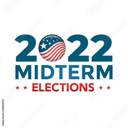 2022 Midterm Elections Design w Red White and Blue Vote Icon