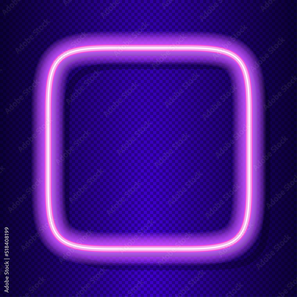 Neon square frame vector on transparent background. Glowing frame. for shop, banner, promotion, cafe, restaurant, poster party. Bright signboard. 10 eps Neon square frame vector on transparent background. Glowing frame. for shop, banner, promotion, cafe, restaurant, poster party. Bright signboard. 10 eps