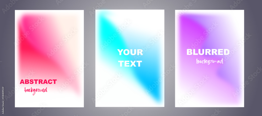 Abstract blurred backgrounds set can be used as wallpaper, for web design as banner, for flyer, card, brochure print. Vector illustration.