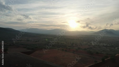 Beautiful Aerial view of Dawn rural  Drone Footage of San Martín Tilcajete, Oaxaca  Mexico
