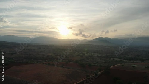 Beautiful Aerial view of Dawn rural  Drone Footage of San Martín Tilcajete, Oaxaca  Mexico