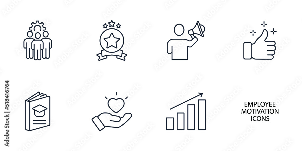 employee motivation icons set . employee motivation pack symbol vector