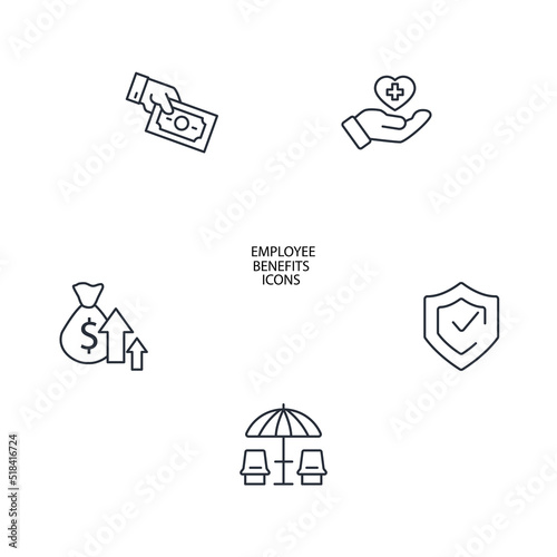 Employee Benefits icons set .   Employee Benefits pack symbol vector elements for infographic web