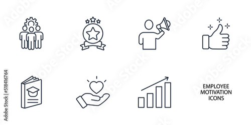  employee motivation icons set .   employee motivation pack symbol vector elements for infographic web