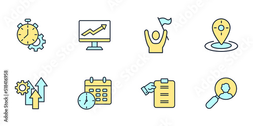 Performance management icons set .  Performance management pack symbol vector elements for infographic web