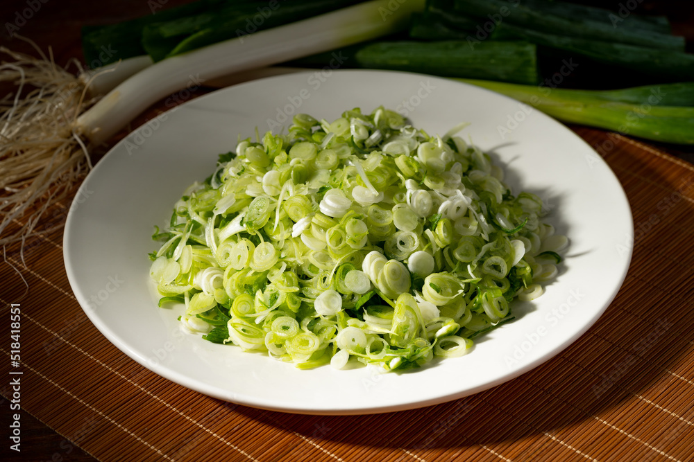 Fresh chopped green onion, a common condiment in Chinese food Fresh chopped green onion, a common condiment in Chinese food