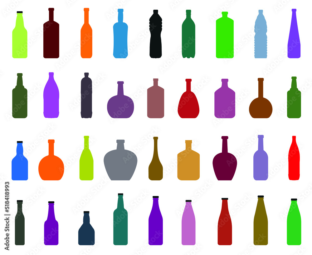 set of colour vector bottles icon set of colour vector bottles icon