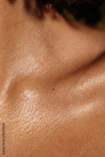 Sweaty skin of black woman
