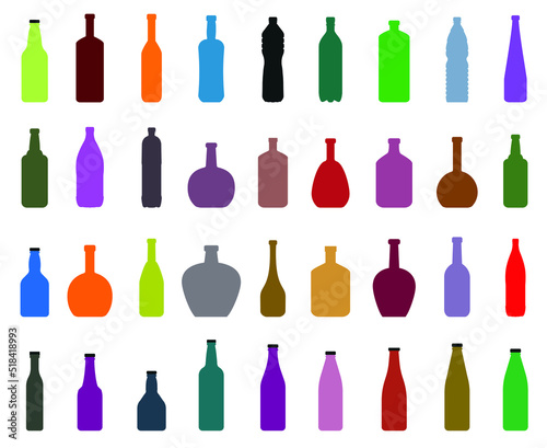set of colour vector bottles icon