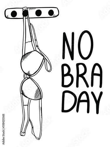 World no bra day. Vector illustration. October 13. Line art