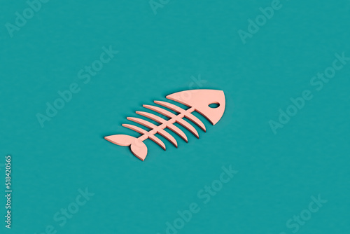 a pink cartoonish fishbone