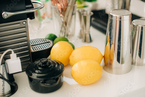 Lemons on a bar table photo