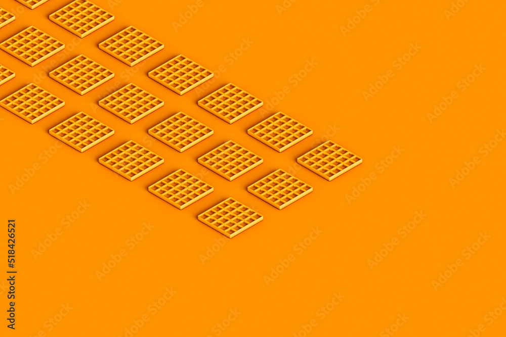 rows of orange waffles with copy space rows of orange waffles with copy space