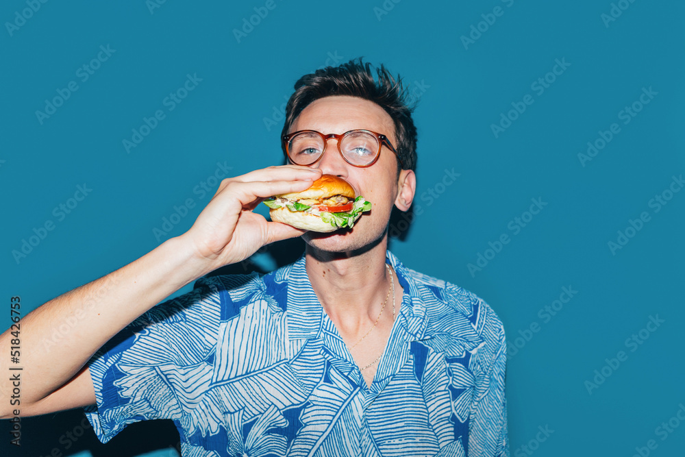 Man Eating Hamburger Man Eating Hamburger