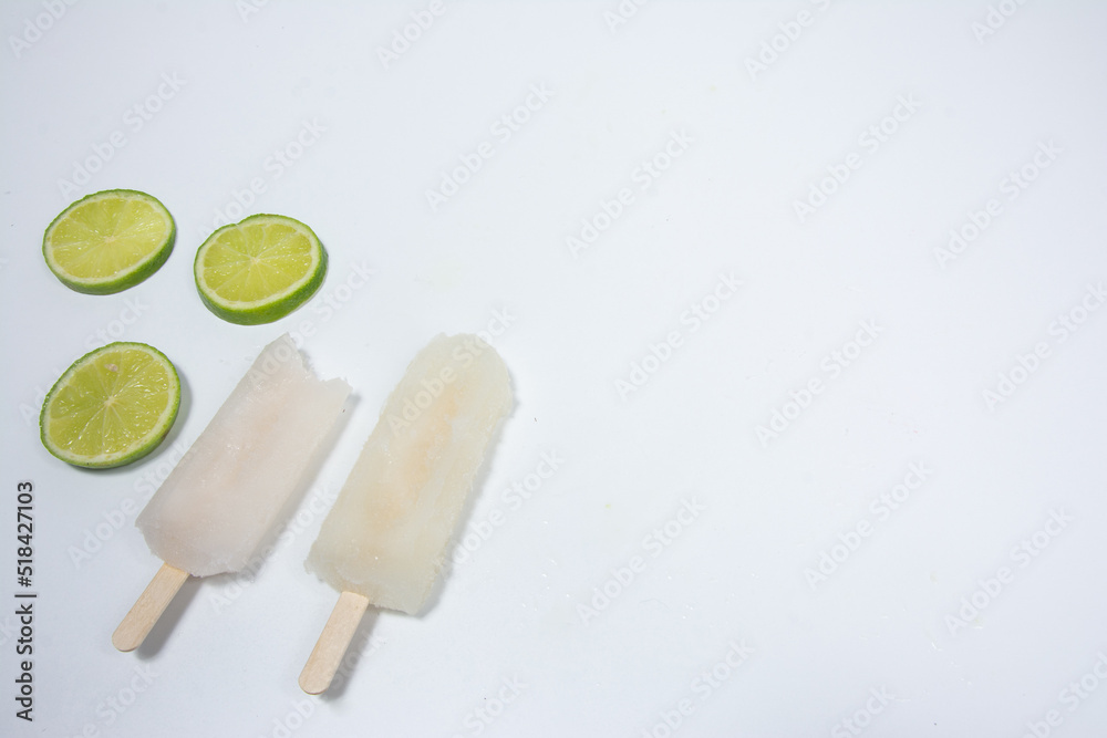 Lemon popsicle with white background Lemon popsicle with white background