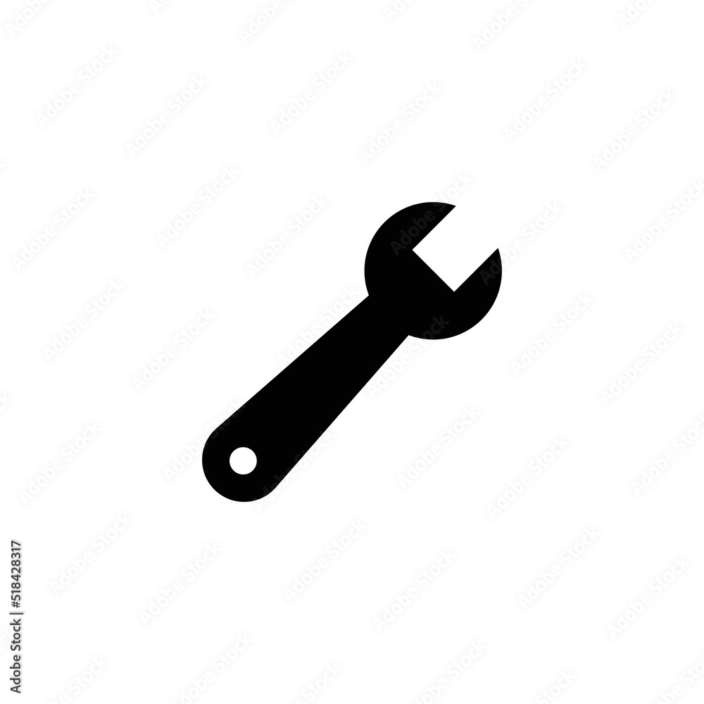 Wrench icon. Simple solid style. Tool, key, spanner, mechanical concept. Glyph vector symbol illustration isolated on white background. EPS 10. Wrench icon. Simple solid style. Tool, key, spanner, mechanical concept. Glyph vector symbol illustration isolated on white background. EPS 10.