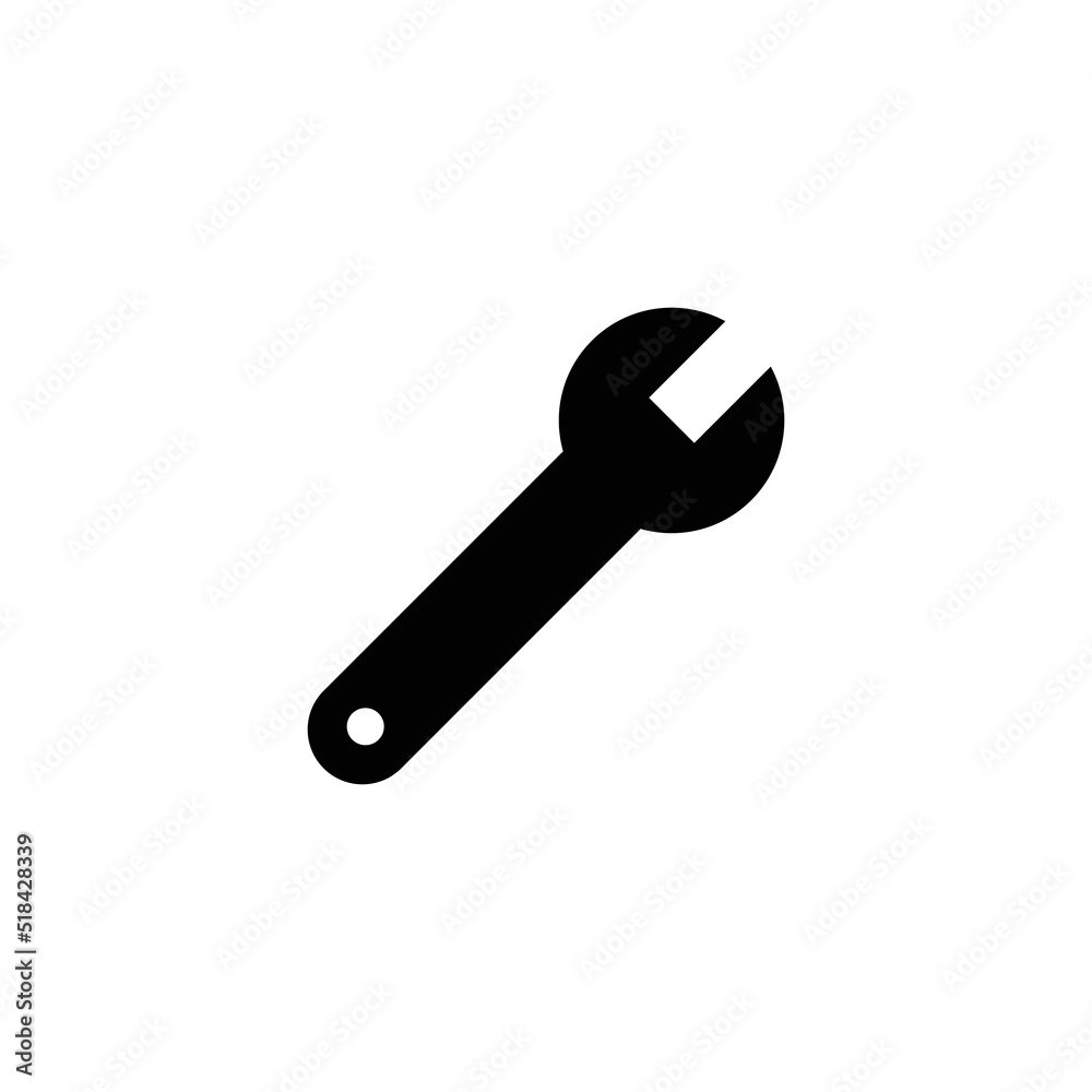 Wrench icon. Simple solid style. Tool, key, spanner, mechanical concept. Glyph vector symbol illustration isolated on white background. EPS 10. Wrench icon. Simple solid style. Tool, key, spanner, mechanical concept. Glyph vector symbol illustration isolated on white background. EPS 10.