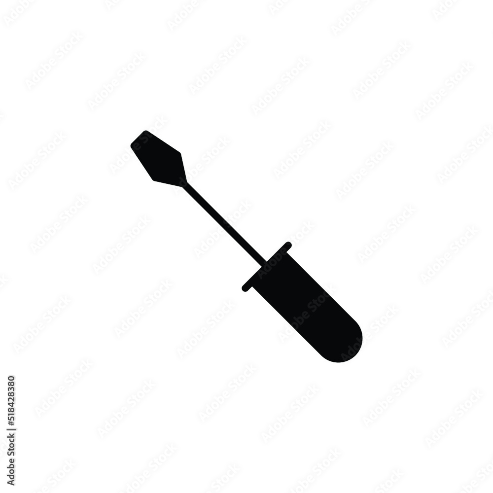 Slotted common blade screwdriver flat icon. Simple solid style. Glyph vector illustration symbol isolated on white background. EPS 10. Slotted common blade screwdriver flat icon. Simple solid style. Glyph vector illustration symbol isolated on white background. EPS 10.