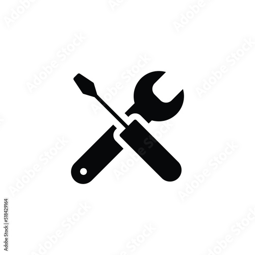 Maintenance icon. Simple solid style. Tool, wrench and screwdriver, spanner sign. Home services concept. Glyph vector illustration symbol element isolated on white background. EPS 10.