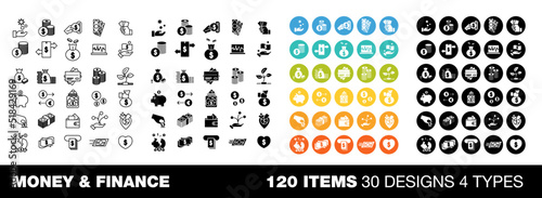 Money icon vector set collection graphic design