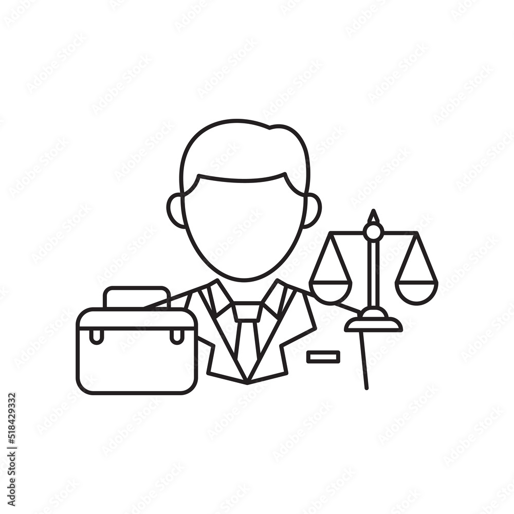 Lawyer icon in linear style isolated on white background