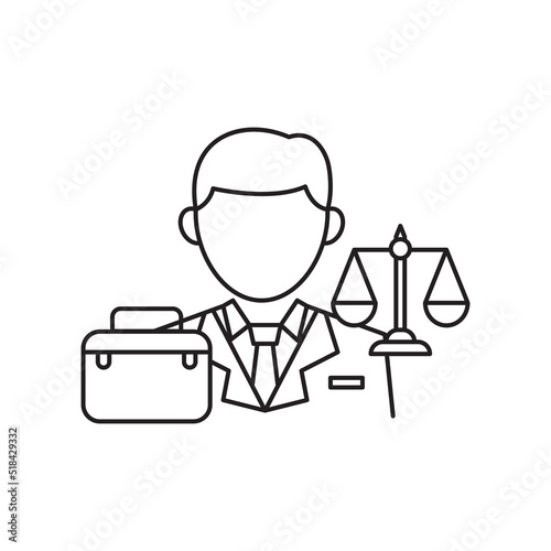 Lawyer icon in linear style isolated on white background
