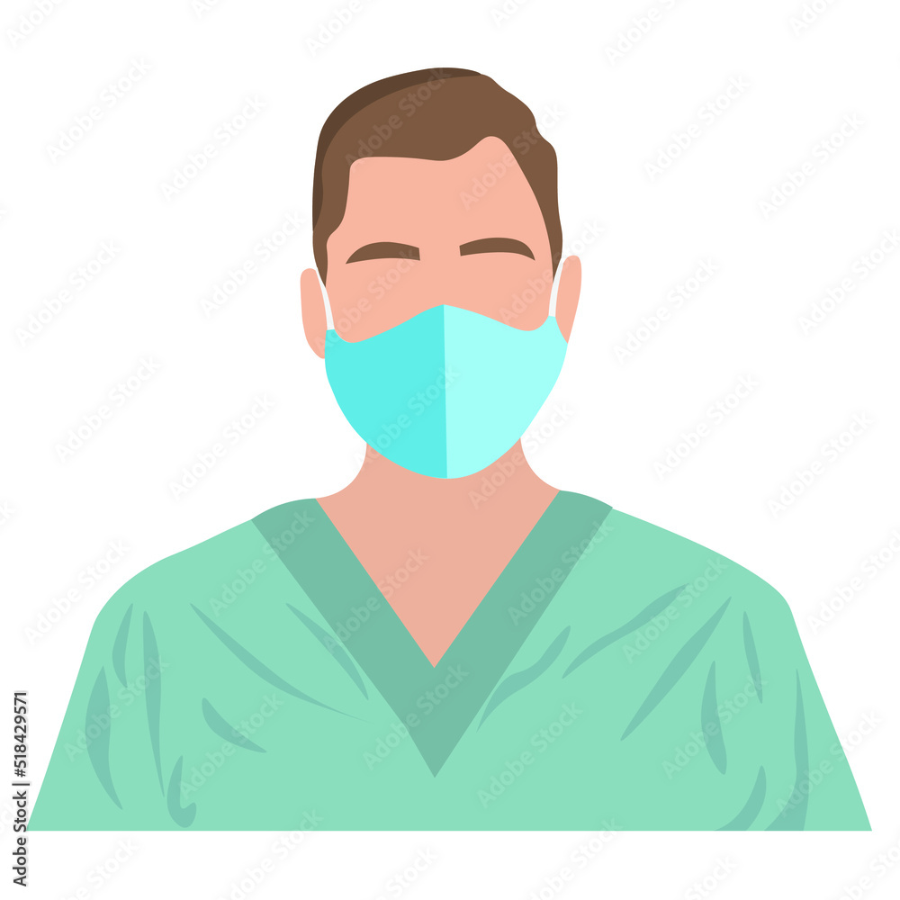 Male doctor wearing medical mask on white background Male doctor wearing medical mask on white background