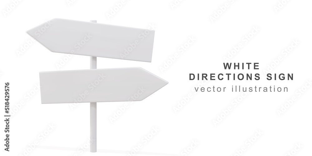 3d white directions sign on white background. Vector illustration. 3d white directions sign on white background. Vector illustration.