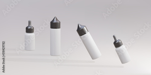 3d set  liquid plastic bottle packaging for vaping realistic mockup. Vector illustration.