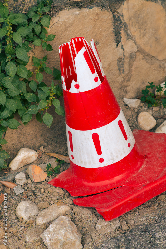 broken traffic cone broken traffic cone